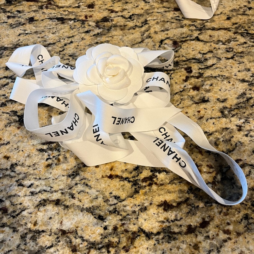 CHANEL White Logo Ribbon